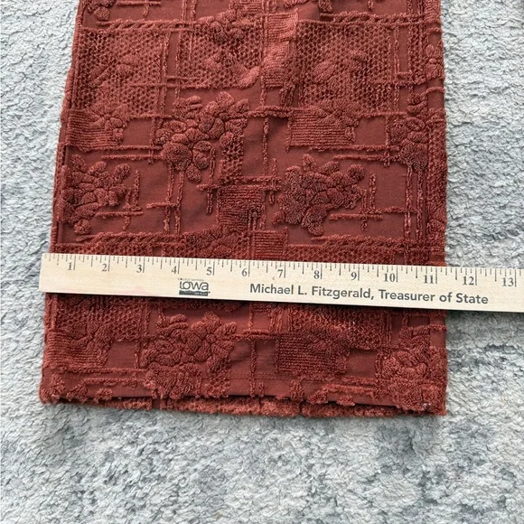 ZARA Women’s Rust Textured Jacquard Wide-Leg Pants Boho Floral Lounge Trousers M - Picture 11 of 12